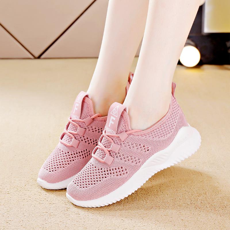 Flying woven mesh shoes summer breathable student sports ins running casual shoes Flying woven