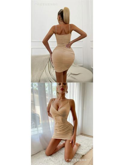Women's European & American Sexy V-Neck Bodycon Sling Dress - Summer Style