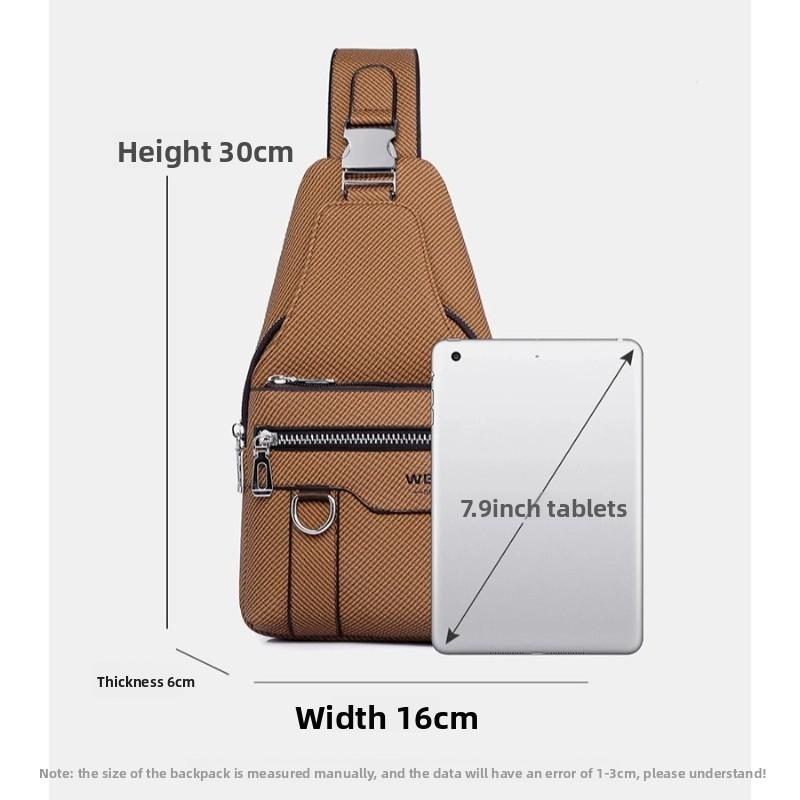 New Men's Anti-Theft Chest Bag PU Leather Crossbody Sling Pouch,Luxury Design shoulder bag,for Travel & City Commute