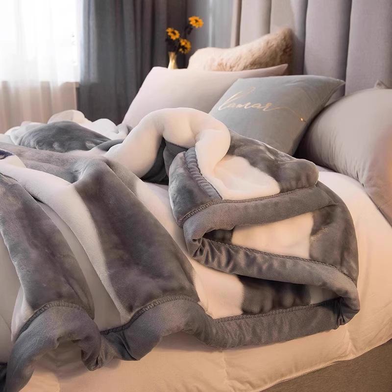 Winter Double Layer Raschel Blanket for Bed Soft Warm Fluffy Throw Blankets 150x200cm Multifunctional Thicken Warm Plush Quilts