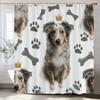 Cartoon Cute Dog Animal Pattern Shower Curtain, Flowers and Plants Bathroom Decorative Shower Curtain,Home Curtain with Hooks