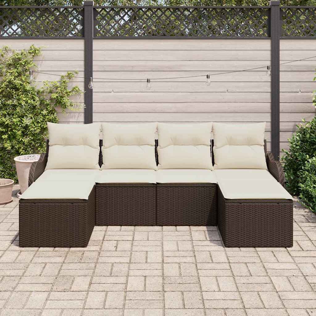 Garden Sofa Set Brown Poly Rattan