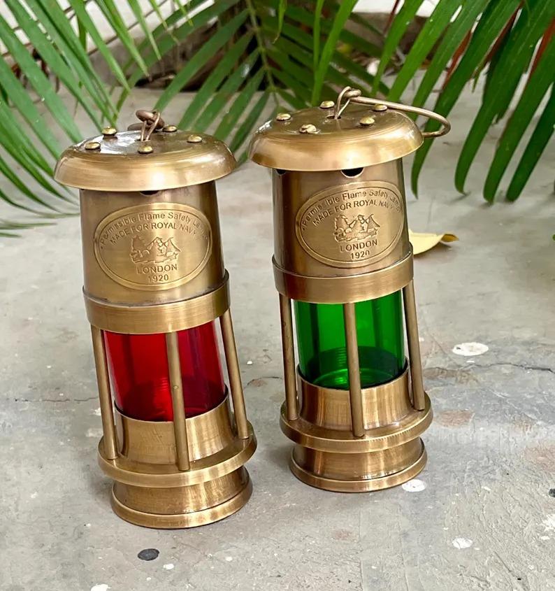 

Set of 2 Handmade Brass Oil Lamps: Vintage Style Nautical Lanterns, 6 золотой