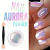 1Jar Pearl Effect nail Powders Mirror Aurora Chrome Mořská panna Nails Art Powder Rainbow AB Magic Mirror Pearl Shell Powder Powder