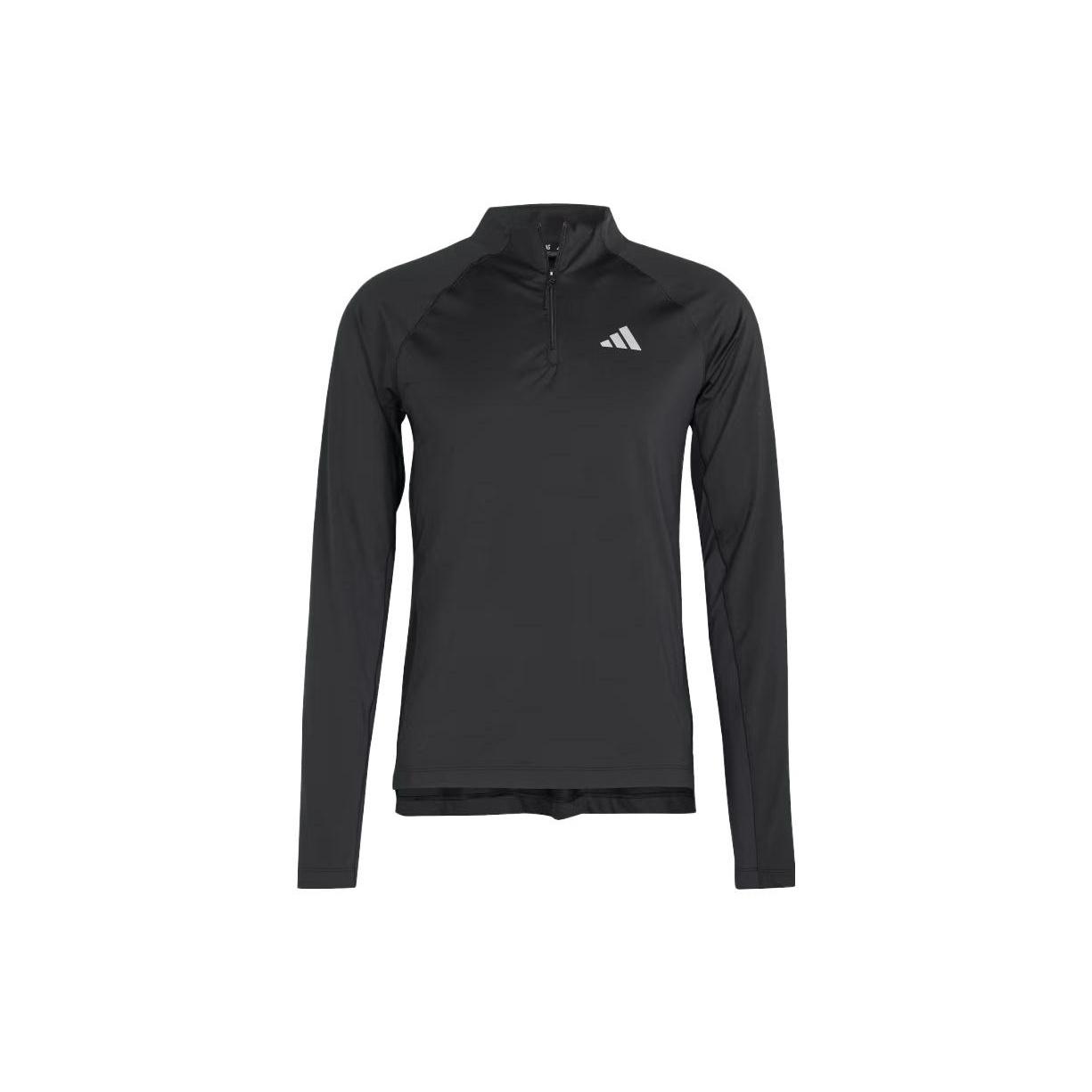 adidas Gym+ Training 1/4-Zip Long Sleeve T-Shirt Asia Sizing Black Men s IP4468 XXL