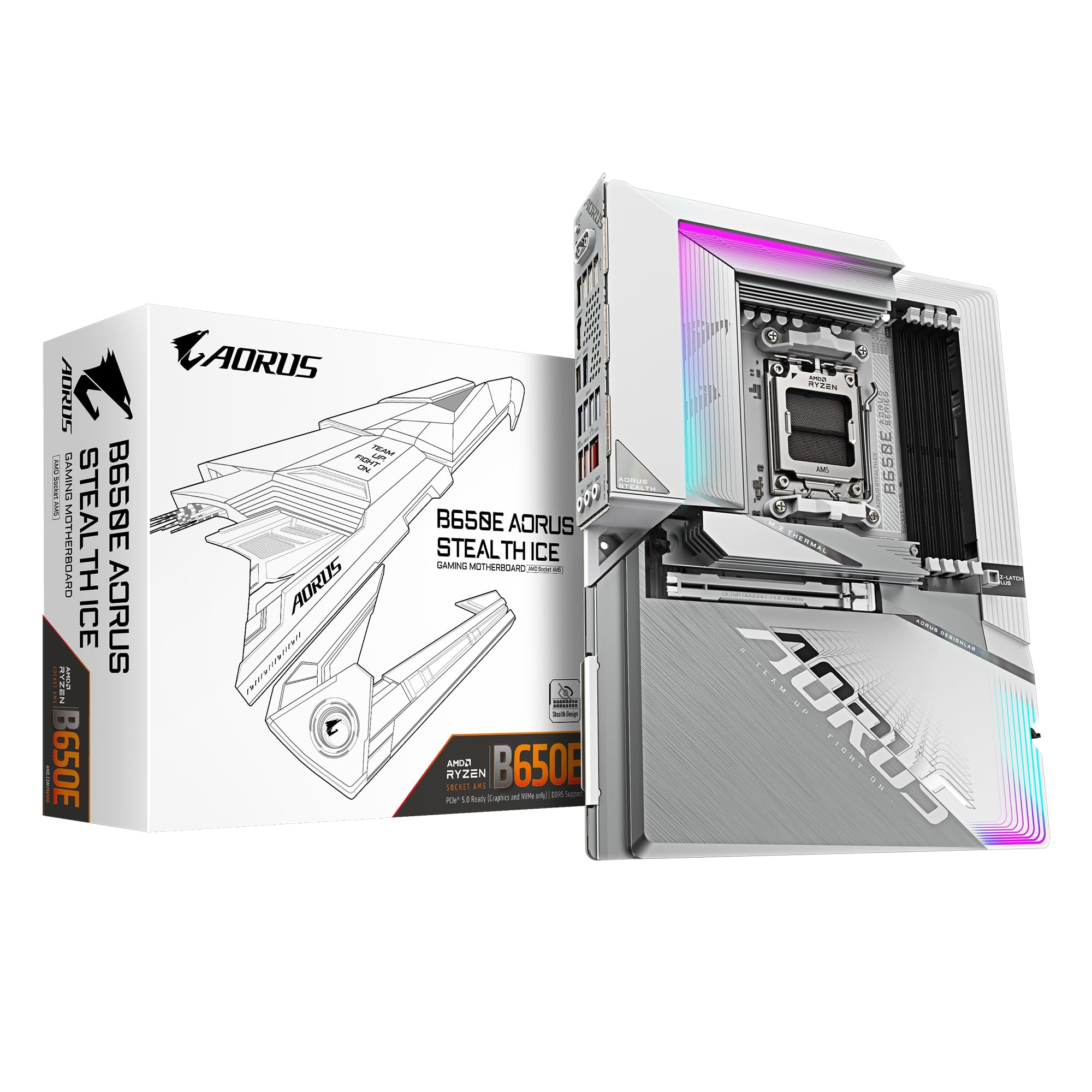 

GIGABYTE B650E AORUS STEALTH ICE Rear Board Compatible with AMD Ryzen Series Processors Socket AM5 DDR5 ATX Motherboard B650E A STEALTH ICE MB6539