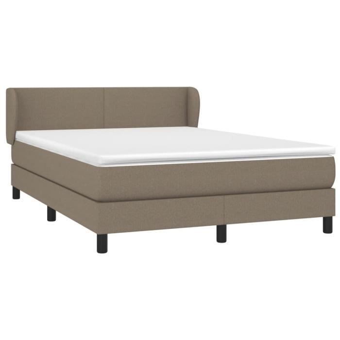 3126089 vidaXL Divan Bed with Mattress Taupe 140x200 Cm Fabric