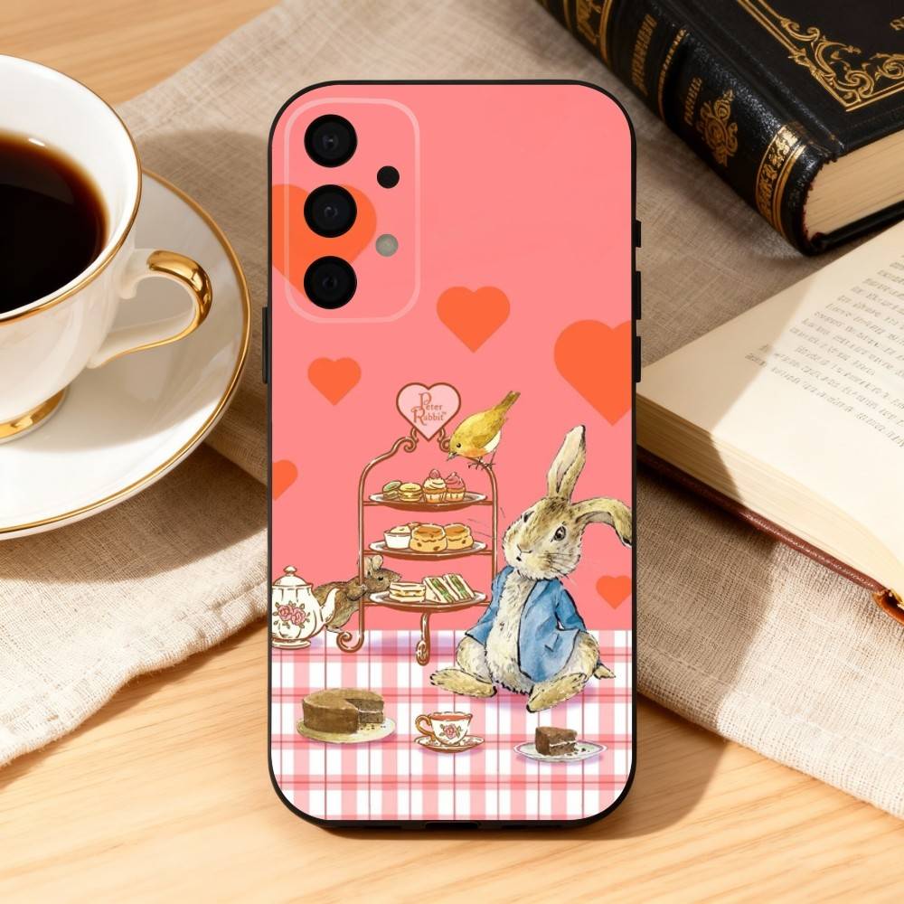 Cute Role P-Peter R-Rabbit Phone Case For Samsung Galaxy A73,A72,A71,A70,A53,A52,A51,Soft Silicone Black Cover