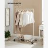 SONGMICS Clothes Rail, Clothes Rack on Wheels, Heavy-Duty Clothing Rail, Holds 90 kg, Industrial Design, Coat Stand with 1 Hanging Rail and Shelf
