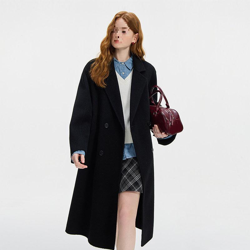 Diamond Draping Series Petite Grey Double-faced Wool Women s Winter Coat 4216 L