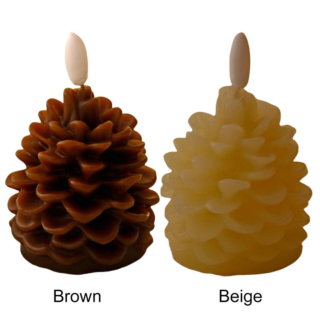 Pack of 2 LED Pine Cone Candle Pinecone Shaped Realistic Wax Candles Flameless Candle for Christmas Holiday Decoration