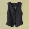 Women Vest Sleeveless Single-breasted Western Style Slim Fit Cardigan Suit Coat Pure Color V Neck Formal Business Style Lady Waistcoat