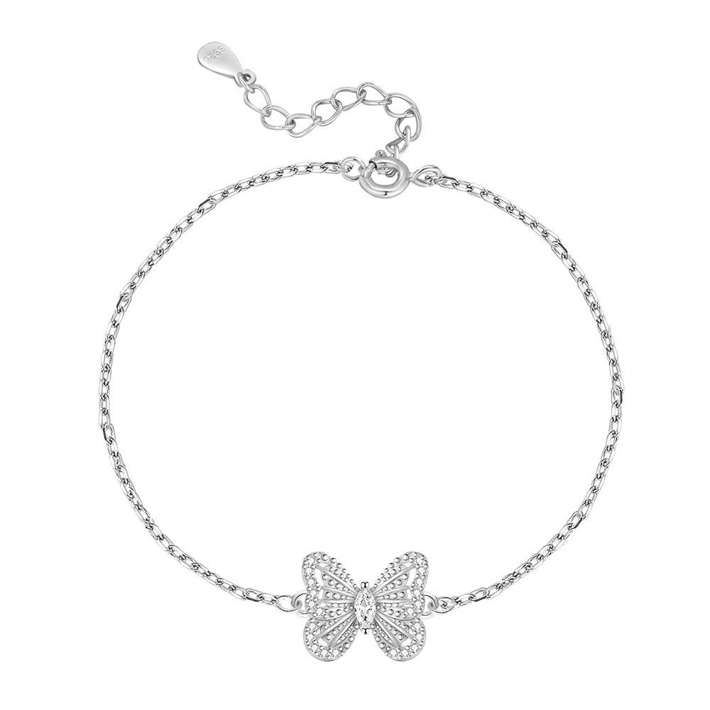 S925 Sterling Silver Butterfly Necklace  Bracelet Set: Elegant, Simple Design with High-End Clavicle Chain. S925 Silver