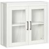 Mobile da Bagno da Parete con Ante in Vetro e Ripiano Regolabile Mobile Sospeso Moderno 60x19.5x54 cm Bianco
