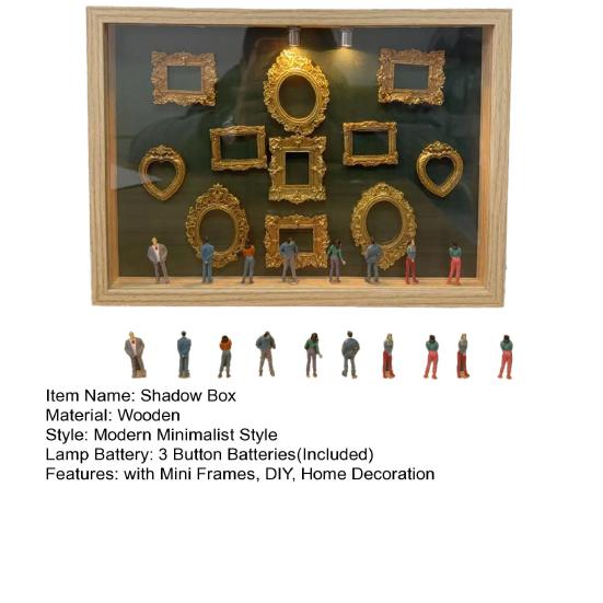 Gör-det-själv Mini Museum Silhuettlåda med Små Ramar Figur Personlig Foto Skuggbox Familjeminne Displaylåda Dekoration