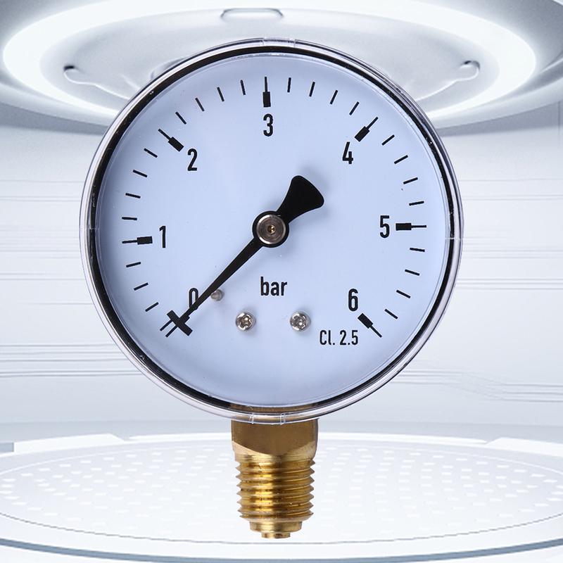 0-6 Bar Air Compressor High Strength Pressure Gauge 1/4 NPT 2.3 Face for Air Water Oil Gas Measurement