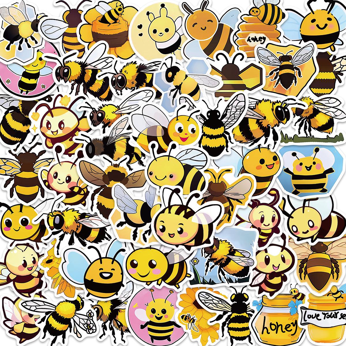 

Bee Cartoon Personalized Sticker Pack 50 Waterproof Decals For Guitar Notebook Suitcase Decorations Diy