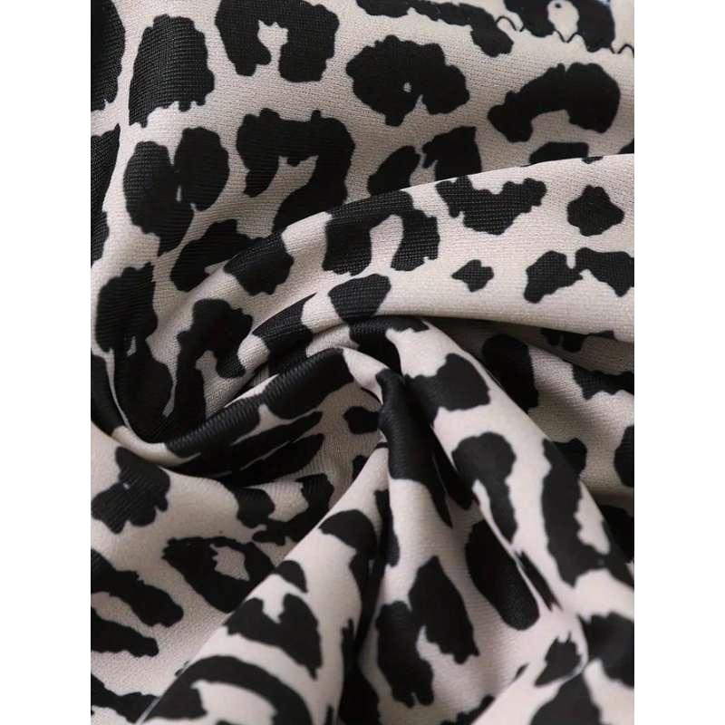 Neuer Leopard Sexy Damen Bikini Set Badeanzug Push-up BH Zweiteilige Bademode Hochtaillierte Strandbekleidung Trägerloser Badeanzug