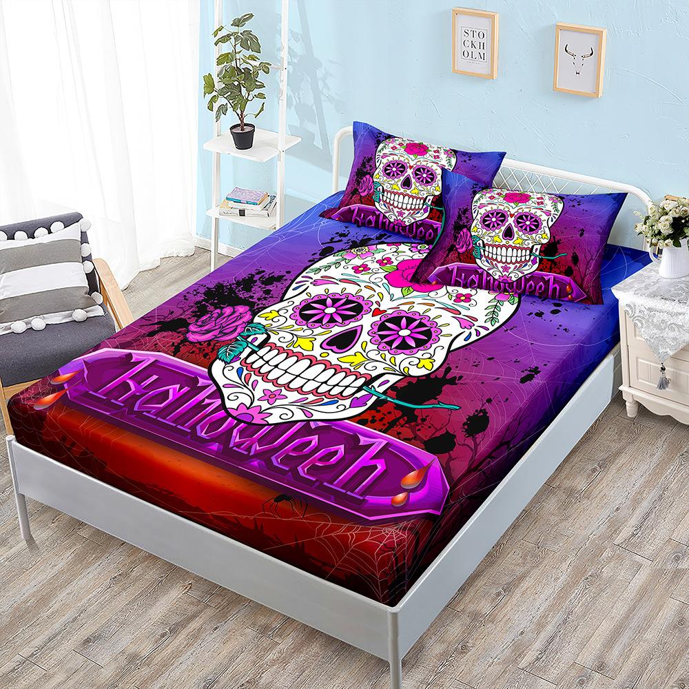 

Halloween Skeleton Three-Piece Mattress, Bedding Four-Piece Mattress Protective Cover Sheet (100cm * 190cm * 40cm) 2pcs