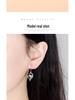 Japanese & Korean Zircon Silver-Plated Fashion Earrings: Elegant Medium-Length Hooks with Heart Details for Women