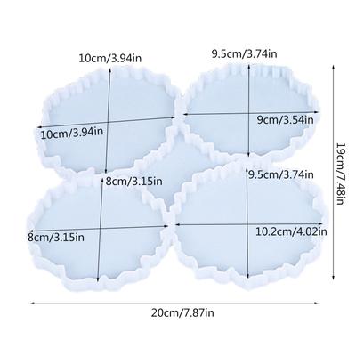 4 In 1 Coaster Silicone Molds Kit Resin Artwork Craft Supplies Handmade DIY Tool