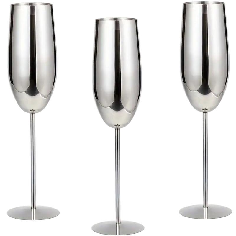 3PCS Stainless Steel Tall Wine Glasses , Elegant modern design, 18oz, can be used for Valentine's Day gift and home use