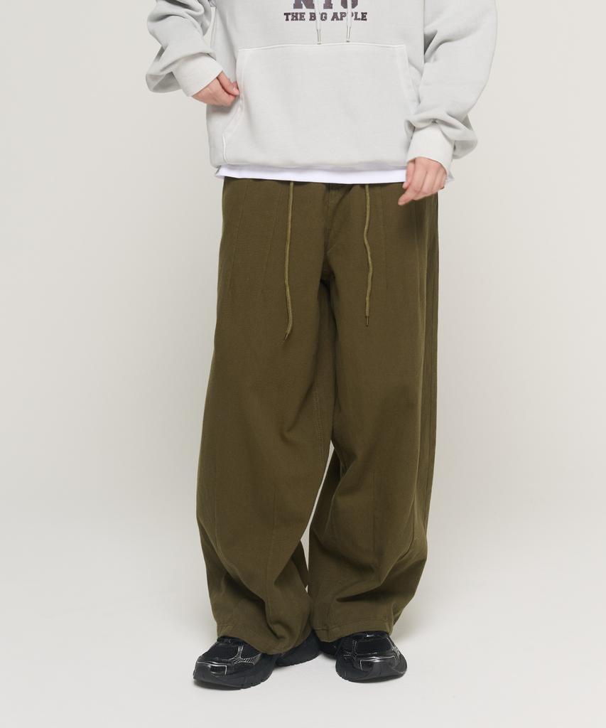 CARGOBROS FOR WOMAN Balloon String Wide Cotton Pants (Khaki)