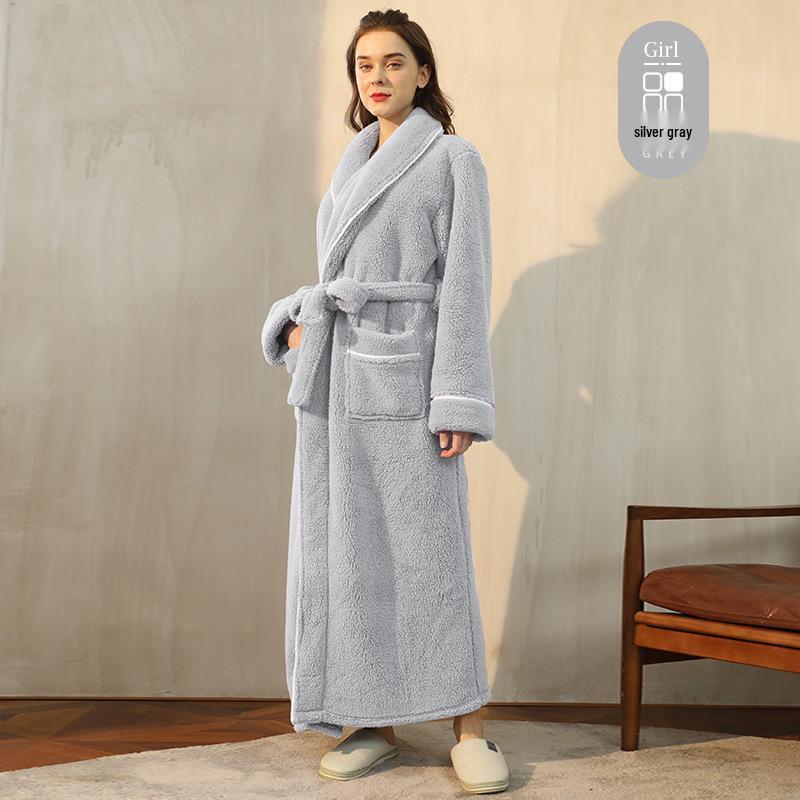Mens & Womens Luxurious Extra Long Fleece Bathrobe - Thick, Plush, Plus Size Autumn/Winter Pajamas for Couples