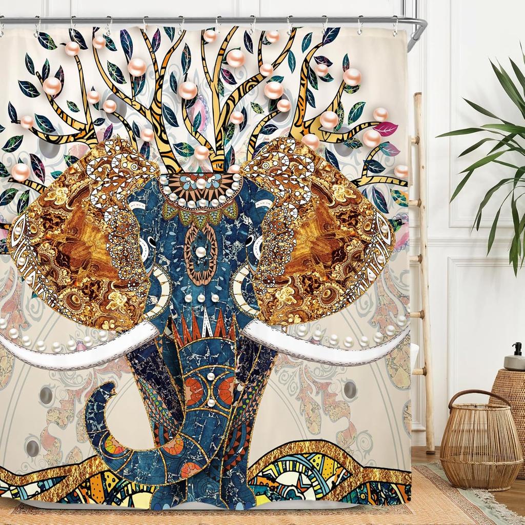 Lion Man Shower Curtain Set - Black/Gold Motivational Quotes, Waterproof Masculine Bath Decor Inspirational Male Design