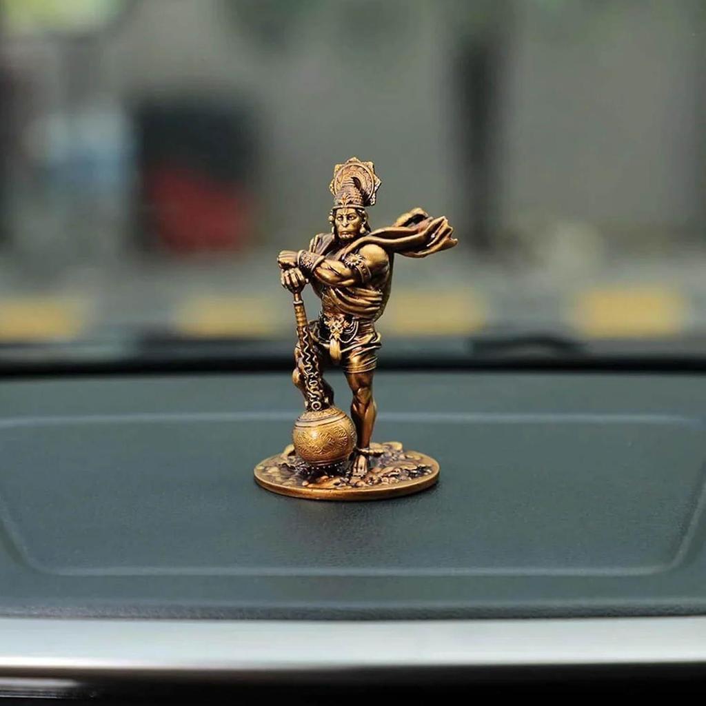 Bahubali Hanuman Ji Murti (Small, Resin, 10.6 cm x 5.3 cm) for Car Dashboard Home Decor Pooja Room Office Table Wall Bajrangbali Idol