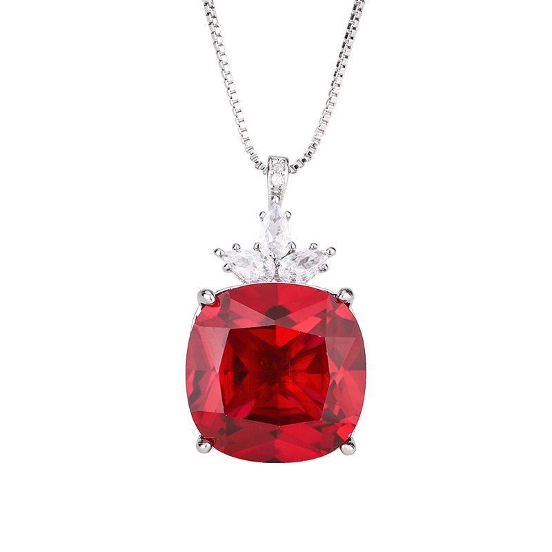 Jewelry Simulation Colored Treasure Corundum Simple Exquisite Pendant Necklace Main Stone 16 * 16