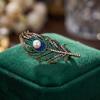 Feather Design Pin Vintage Peacock Brooch, Faux Pearl Rhinstone Lapel Retro Jewelry Pin, Clothing Accessories for Wedding Party Prom