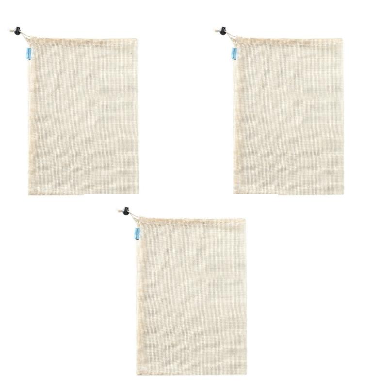 Breathable Cotton Drawstring Storage Bags Assorted Sizes For Freshness Produce Kitchen Organization Sustainable