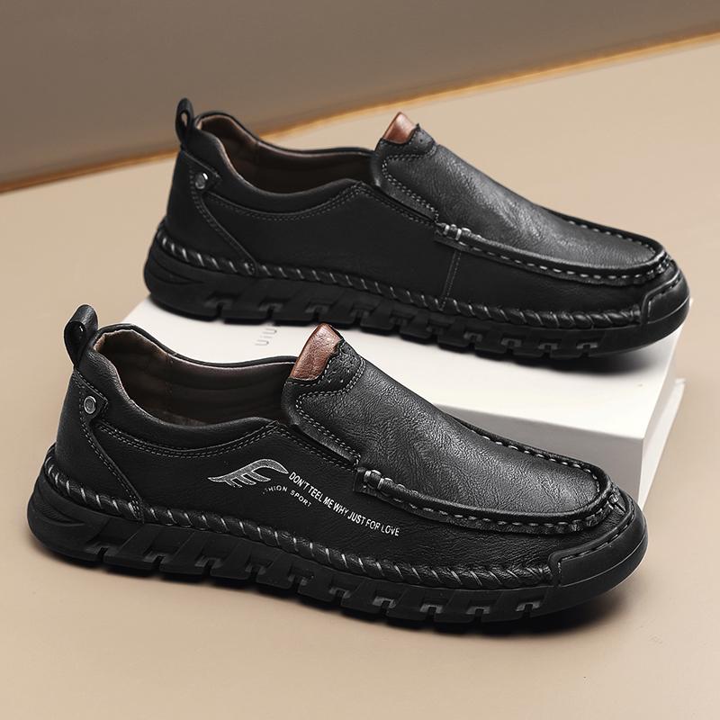 Official Website Hot Selling Men's Hiking Shoes Massage Soles Men's Leather Casual Shoes Classic Brown Driving Shoes Anti Slip