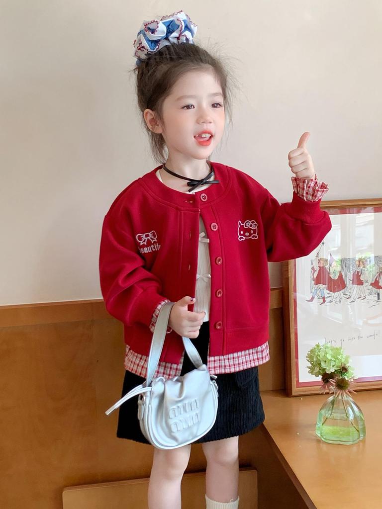 Stylový dívčí kardigan: Jaro/Podzim 2025 Nová Módní Svrchní Oblečení pro Holčátka