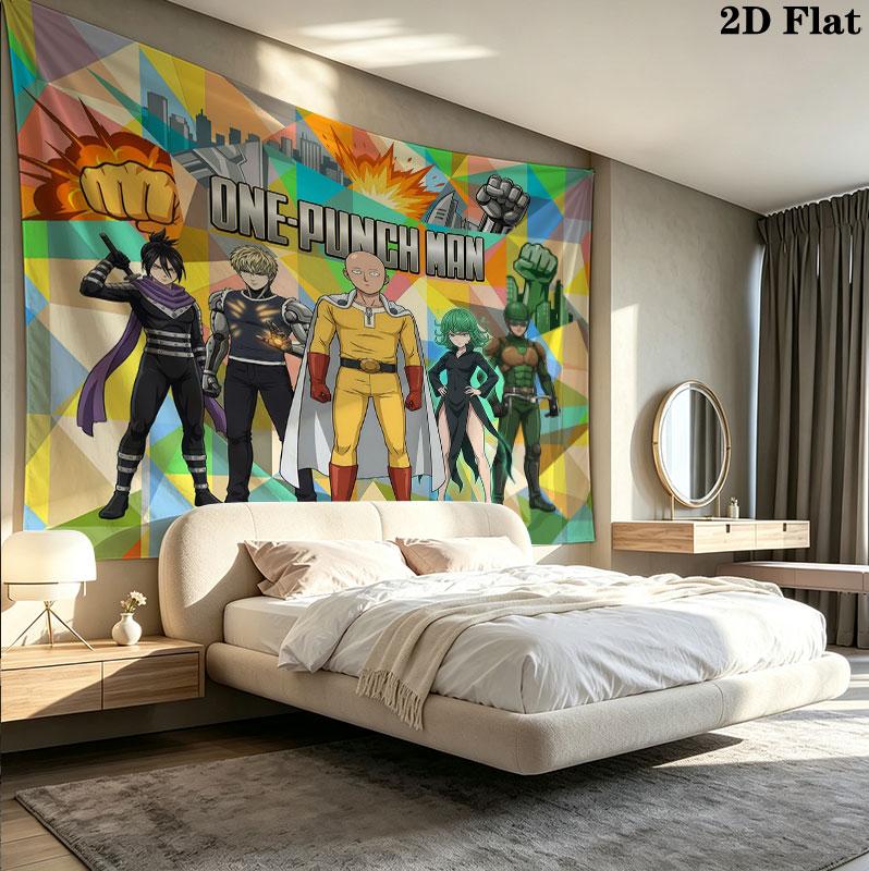 Onepunch Man Wall Tapestry Aesthetic Wall Hanging Printed Fabric Blanket Decorative Tapestries For Bedroom Living Room Home Decor