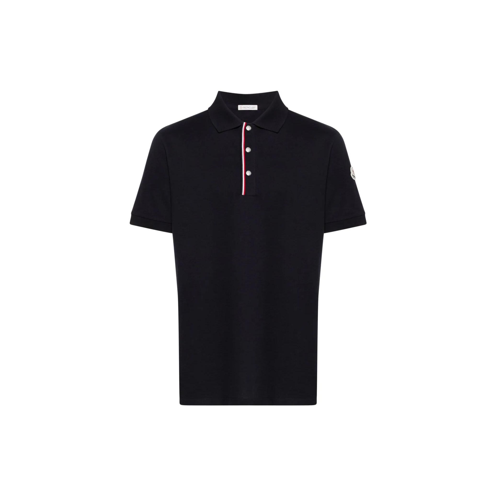 Moncler Uni Kleur Zijlogo Badge Poloshirt Heren Polo Shirts Zwart J10918A00022899P0999 M