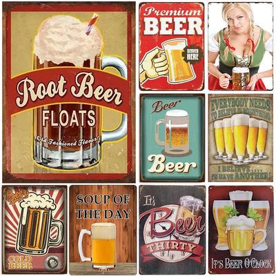 Vintage Root Beer Metal Tin Sign  Retro Iron Wall Poster Plaque for Garage Cafe Man Cave Club Bar  Home Decor  Wall Art