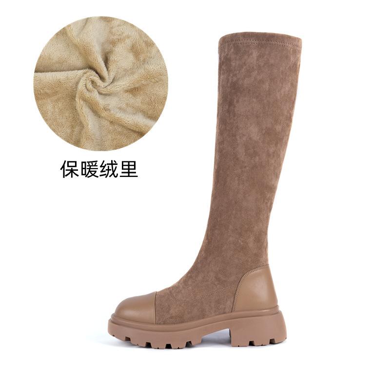 

Сапоги 2025 осень и зима новые высокие сапоги замшевые сапоги тонкие эластичные сапоги детские простые ретро сапоги рыцаря 40