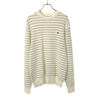 Border Long Sleeve Thermal Cotton Knit Sweater XS White X Black Men's Used