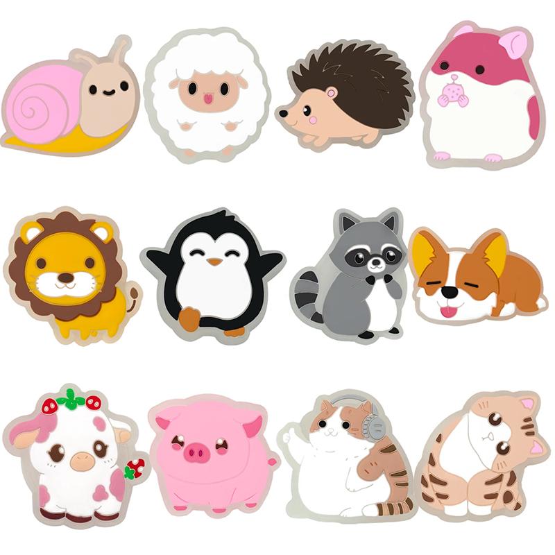 LED Lighted Animals Shoe Charms Pink Hamster Pig Shoe Decorations Pins Women Gifts Dog Cat Penguin Clog Accessories