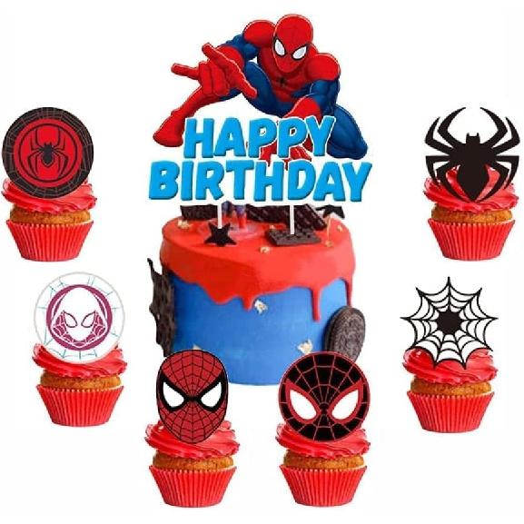 25pc Super Hero Cake Topper Spider Cupcake Toppers Cake Decoration for Boys