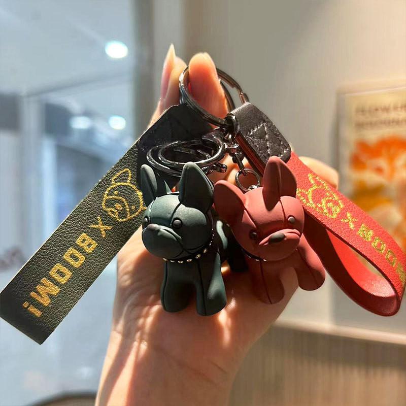 Resin Creative Bulldog Keychain Adorable Cartoon Dog Accessory For Women