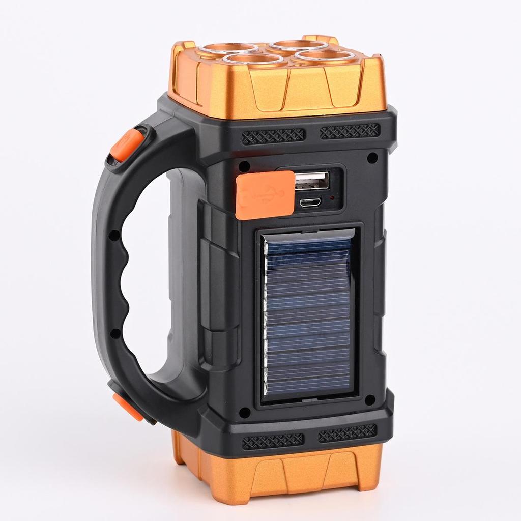 Multifunktsionaalne päikeseenergia LED+COB-valgusti käepidemega USB-laadimisega veekindel välitelkimise ohutuse jaoks öösel