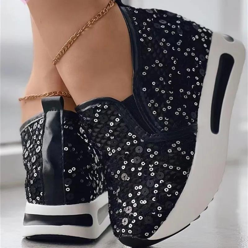 Fashion Lace Flats Platform Women Sport Shoes Mesh Breathable Sneakers 2025 Summer New Casual Sandals Running Beach Rocking Dance Shoes
