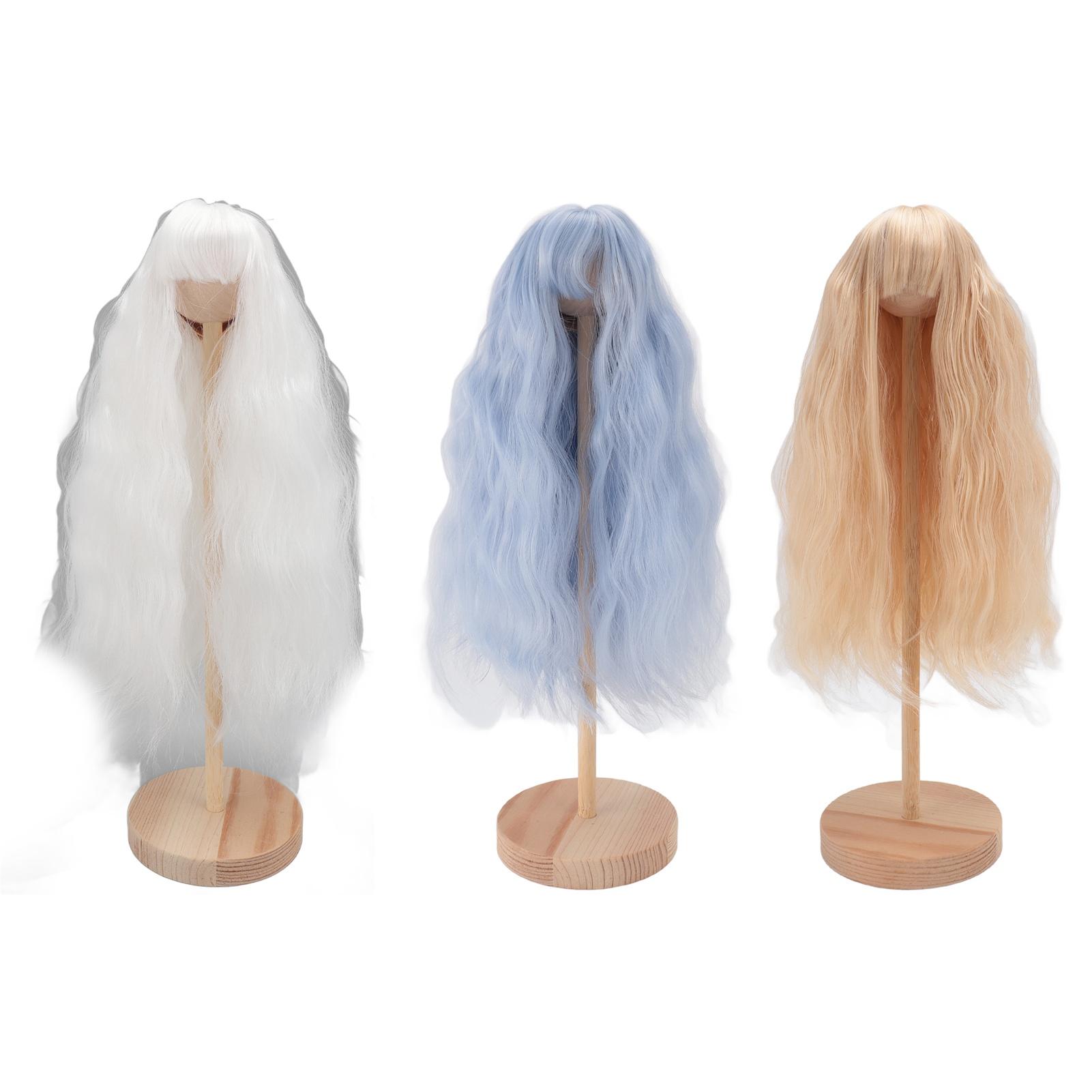 

Doll Wavy Wigs Soft High Temperature Fiber Lightweight Doll Long Wigs with Bangs for 1/4 Ball Jointe Sky Blue