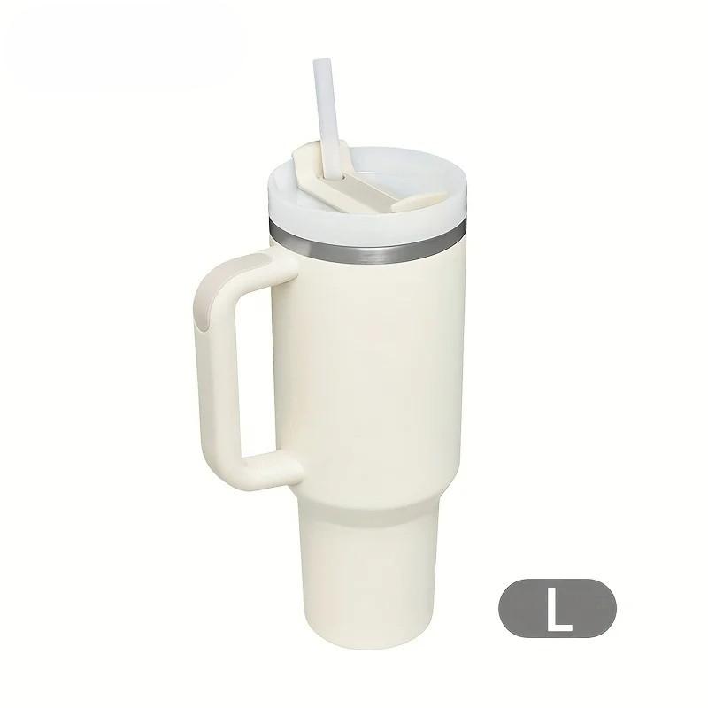 1200ML 304 Stainless Steel Insulated Water Bottle Thermal Coffee Car Cup Cold Hot Mugs Vacuum Flask With Handle Straw For Sport