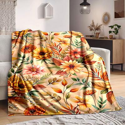 1 Stück Herbstblumen Leichte Flanelldecke, Bequeme und Warme Decke, für Büro und Camping Schlafsofa, Wohnzimmer080