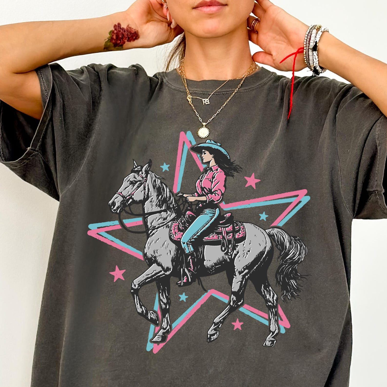 Retro Cowgirl Comfort Colors® Shirt, Vintage Western Shirt, Retro Rodeo, Country Western Aesthetic Oversized Tee, Horse Riding Graphic Tee 4XL