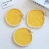 Pearl Ins Wind Cup Mat Handmade Woven Meal Mat Round Cup Mat Absorbent and Insulated Cup Mat